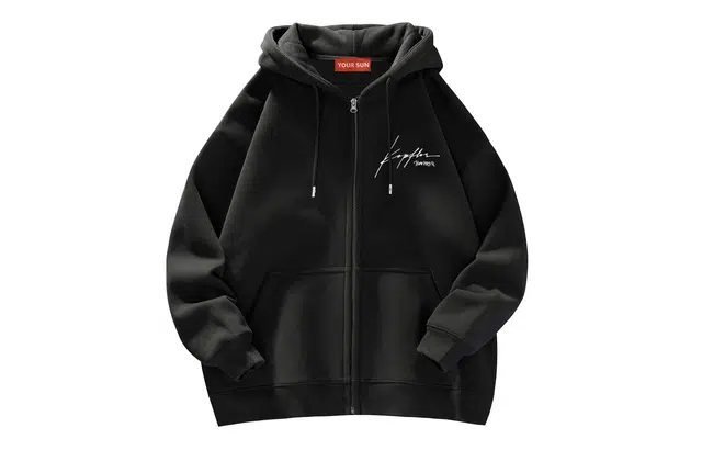 宜而爽 美式街头复古潮流篮球落日风景图案字母印花宽松舒适休闲抽绳落肩日常通勤百搭运动拉链长袖连帽开衫卫衣 男女同款