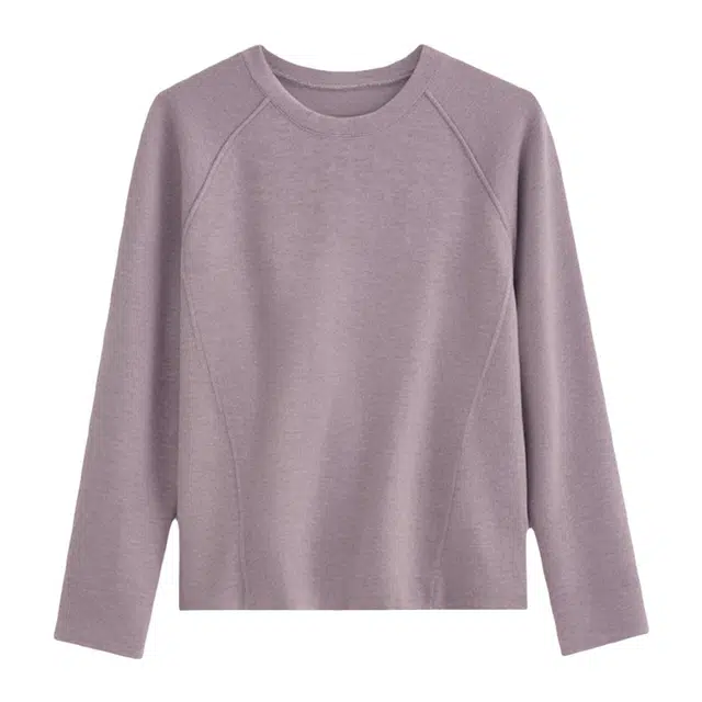 潞优野 优雅宽松显瘦休闲百搭圆领纯色肌理感卫衣 女款