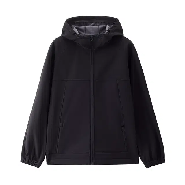 佐丹奴 复合摇粒绒破骨连帽插肩梭织软壳夹克外套 男款