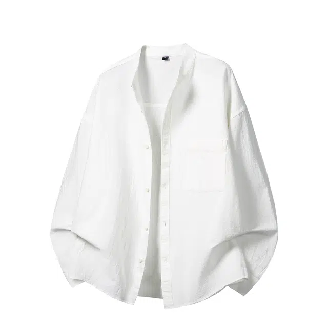 孜讯 美式简约基础款纯色高级感纯棉潮牌长袖上衣百搭宽松舒适亲肤慵懒时尚日常通勤休闲衬衫 男女同款