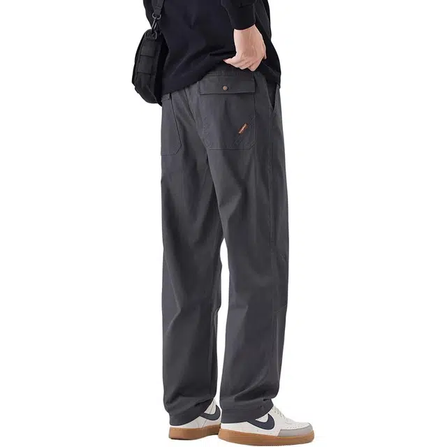 潮人榜 秋季美式潮牌设计感宽松直筒长裤子潮流百搭时尚显高显瘦通勤阔腿工装休闲裤 男女同款