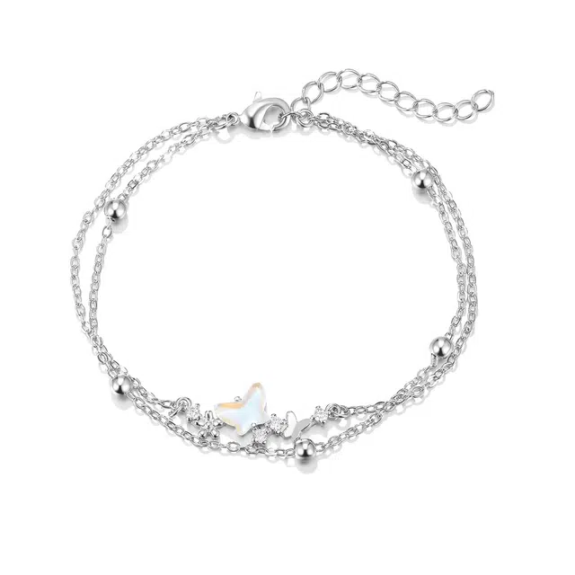 珂里 蝶蝶恋语手饰精致时尚闪耀清新森系甜美个性百搭日常通勤约会出街 合成立方氧化锆 手链 女款