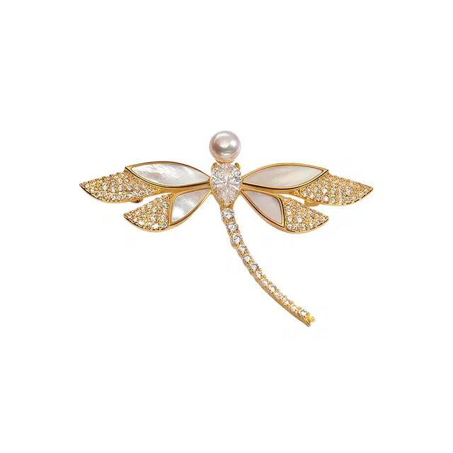 暖瞳 精致高雅设计优雅蜻蜓别针 铜镀金 胸针 女款
