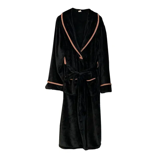 俏霓桐 纯色级感酒店温泉浴袍睡衣加厚加绒保暖长款性感家居服睡袍 男款