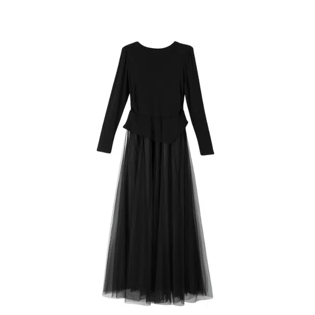 晚白 网纱大摆长裙有里衬高弹收腰设计连衣裙 女款