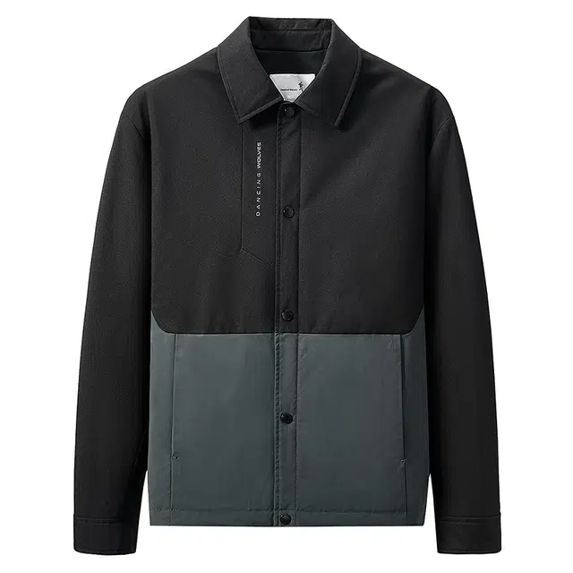 与狼共舞 高密抗皱时尚拼接撞色绗缝夹棉轻暖通勤百搭翻领夹克外套 男款