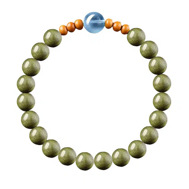 琛宬 【财源滚滚 财运亨通】招财纳福平安喜乐有钱花时来运转佛珠新中式复古国潮时尚百搭#好运 绿檀 手串 男女同款情侣款