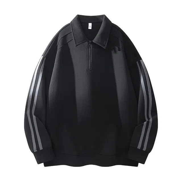 海尔斯 休闲百搭运动翻领宽松卫衣 男女同款