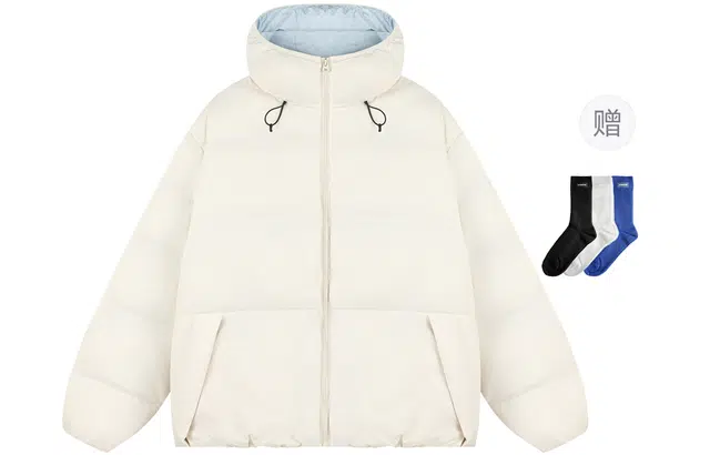 港仔文艺男 双色内里可调节帽檐保暖锁温防寒加厚日系休闲上衣面包服纯色简约百搭宽松潮流连帽棉服 男女同款