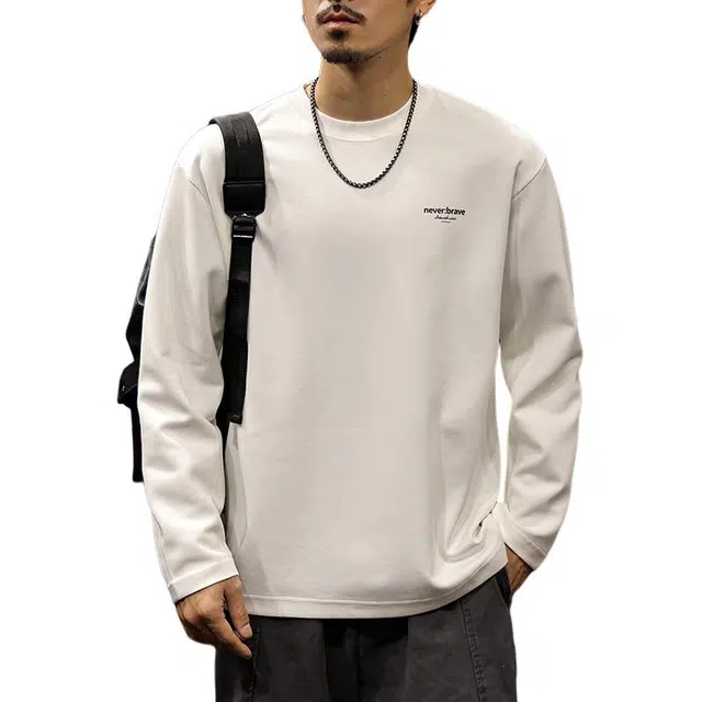 路杰邦 秋季圆领长袖美式潮牌百搭舒适潮流时尚印花打底衫卫衣 男款