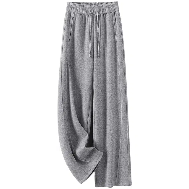 她池 抽绳松紧腰通勤运动风纯色长款垂感休闲裤 女款