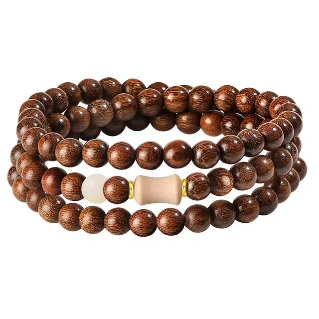 琛宬 【禅意静心 吉祥好运】招财纳福转运佛珠平安喜乐学业顺利新中式民族风设计时尚简约多圈叠戴#好运 金丝檀木 手串 男女同款情侣款