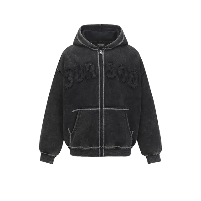 奇迹街区 美式复古潮牌连帽嘻哈宽松百搭情侣外套卫衣 男女同款