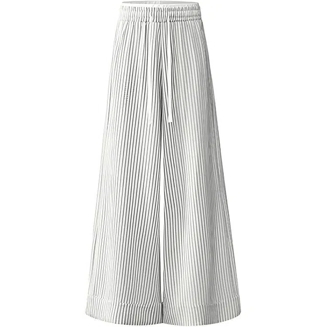 极限涡轮 美式复古高街小众痞帅潮流阔腿裤无性别主义穿搭亲肤柔软时尚个性高腰垂感泡泡棉宽松百搭直筒竖条纹设计凉凉裤子休闲裤 男女同款