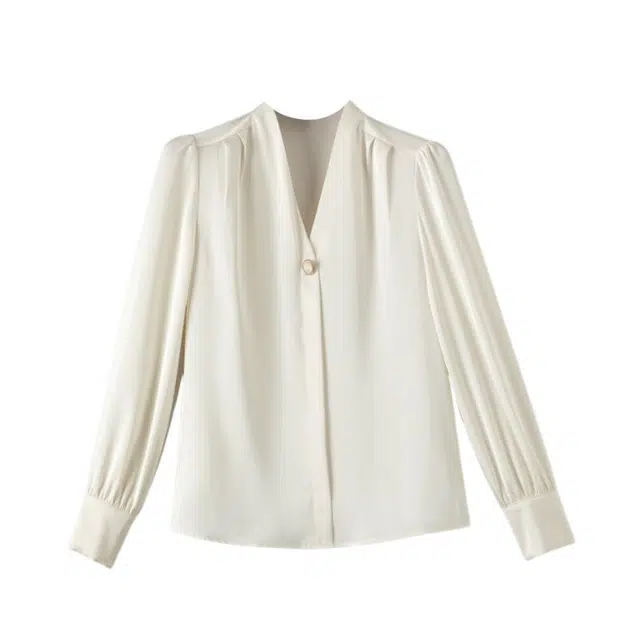 晚白 面料挺括饱满肩部收褶垂坠顺滑亲肤细腻衬衫 女款
