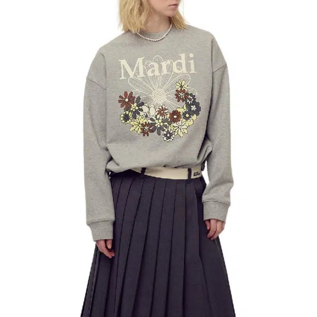 MARDI MERCREDI FW25 SWEATSHIRT FLOWERMARDI JARDIN_GREY IVORY