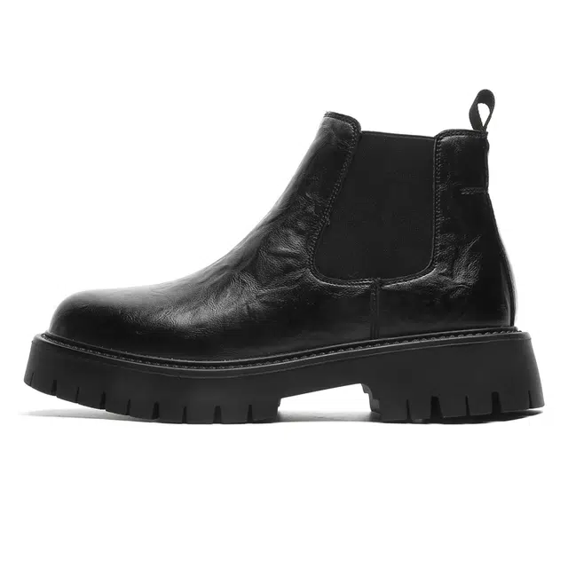 经典潮流轻奢英伦风厚底高帮时尚 短筒 马丁靴 男款 黑色