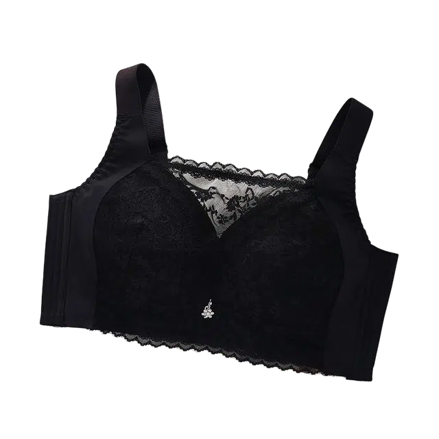 图兰朵 聚拢调整收副乳防下垂透气吸汗亲肤柔软舒适蕾丝纯欲美背简约百搭塑型矫正无钢圈可调节肩带文胸 女款