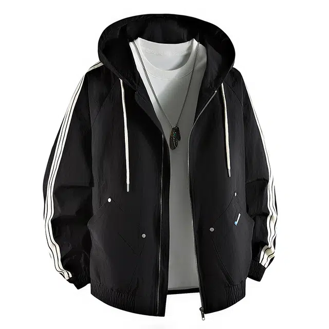 马员外 美式复古大码条纹基础款休闲宽松百搭舒适日常通勤户外加夹克 男女同款