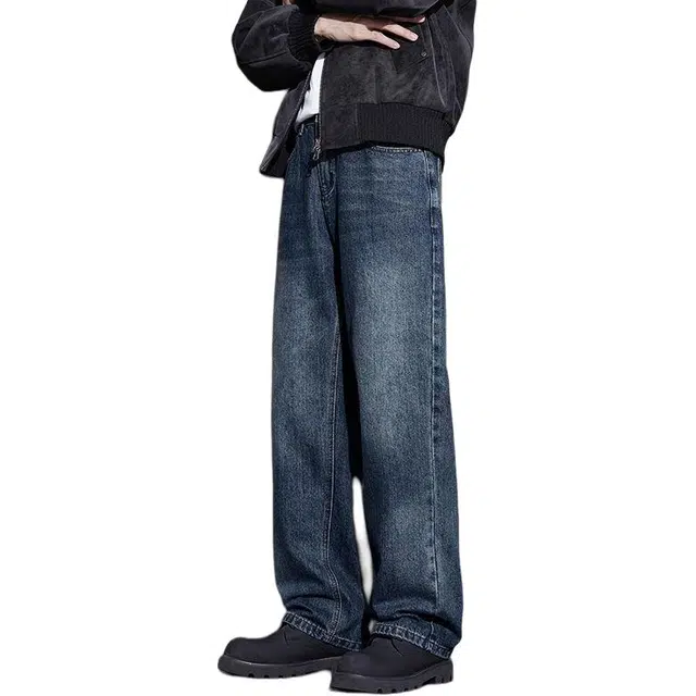 童先森 春秋美式高街复古大直筒无弹力中腰时尚潮流裤子男牛仔 男款