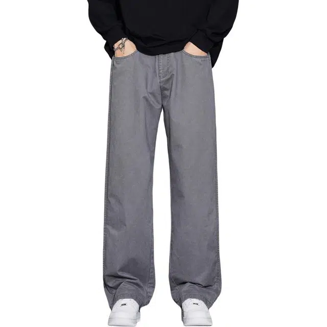 海尔斯 纯色工装简约百搭潮流纯棉直筒宽松休闲裤 男款