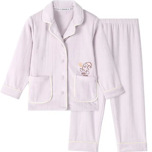 久岁伴奥毛绒家居服套装 保暖柔软休闲长袖翻领分体式儿童款