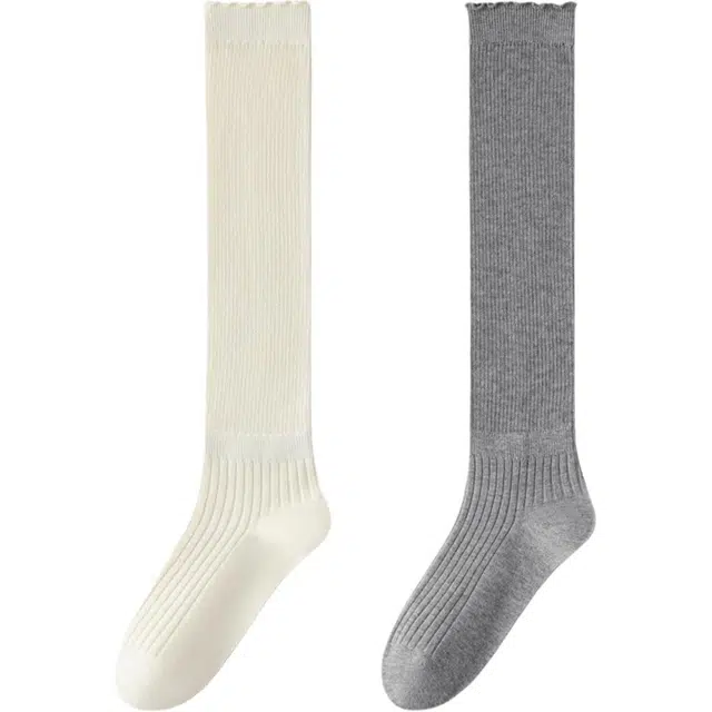 妮轻 羊毛小腿袜搭配纯色甜美高筒袜 女款