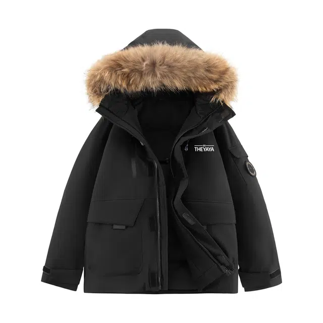 鸭鸭 新国标高蓬松鸭绒防水防风抗寒保暖加厚户外宽松休闲时尚百搭学生党运动肩章飞行员连帽派克工装冬季羽绒服 男女同款