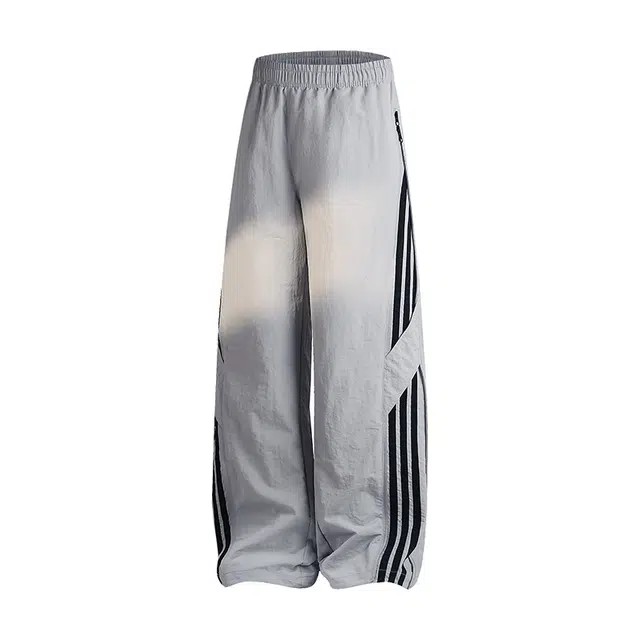 海尔斯 美式百搭舒适条纹宽松直筒休闲裤 男女同款