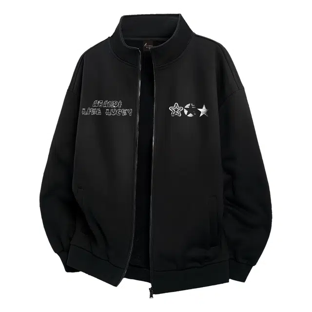 阿凡迪 美式高街复古时尚潮流创意个性字母星星印花日常通勤休闲运动经典百搭长袖氛围感学院风纯色开衫外套卫衣 男女同款