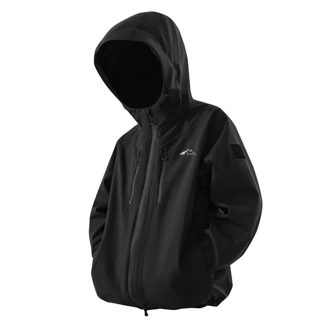 赛琪 反光标基础简约纯色山系户外休闲防风防水登山徒步宽松连帽单层拉链轻量化夹克外套 男女同款