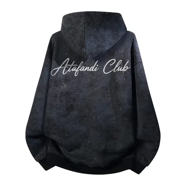 阿凡迪 仿刺绣满天星美式高街复古时尚潮流简约花卉签名体印花宽松日常通勤休闲运动经典百搭短袖氛围感学院风连帽卫衣 男女同款