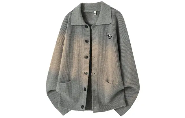 西行纪 美式复古学院风基础款简约纯色休闲宽松慵懒风日常通勤柔软舒适透气保暖无性别主义单排扣长袖开衫翻领针织毛衣 男女同款