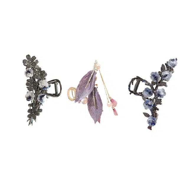 妖娆猫 妖娆猫气质优雅山茶花大号发饰女爆款高端礼盒后脑勺鲨鱼夹 合金 发夹 女款