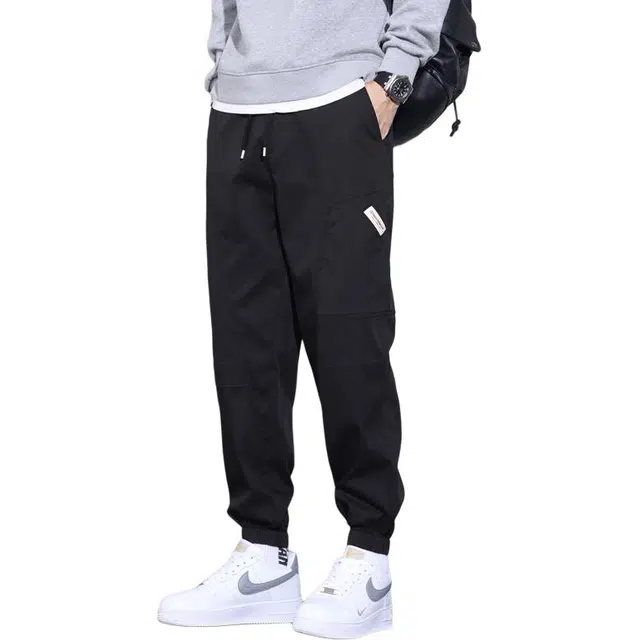 协协乐 高街城市机能风工装裤拼接氛围感春秋季美式潮牌宽松哈伦九分裤青少年百搭运动长裤休闲裤 男款