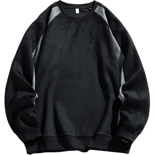 海尔斯 美式圆领套头拼接宽松简约卫衣 男款