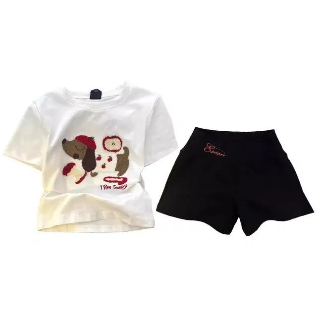 俏韵 圆领卡通夏季甜美短袖短裤可爱休闲舒适薄款家居服可外穿睡衣套装 女款