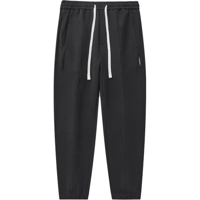 希越 宽松直筒秋冬季纯色简约抽绳大码束脚通勤百搭休闲裤 男款