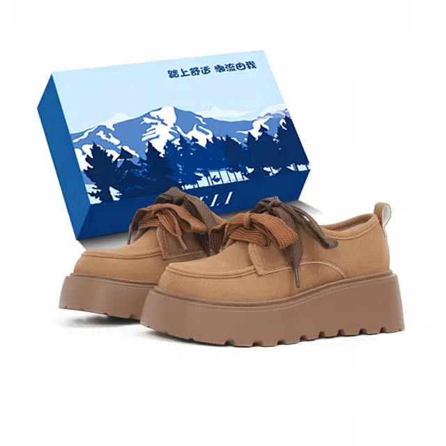 小鹿米利 复古可爱蝴蝶结勃肯鞋厚底增高百搭小个子圆头 乐福鞋 女