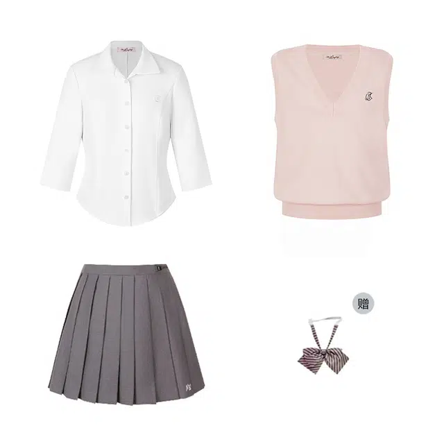 花铃太太 针织多色学院风百搭短裙马甲裙装套装 女款