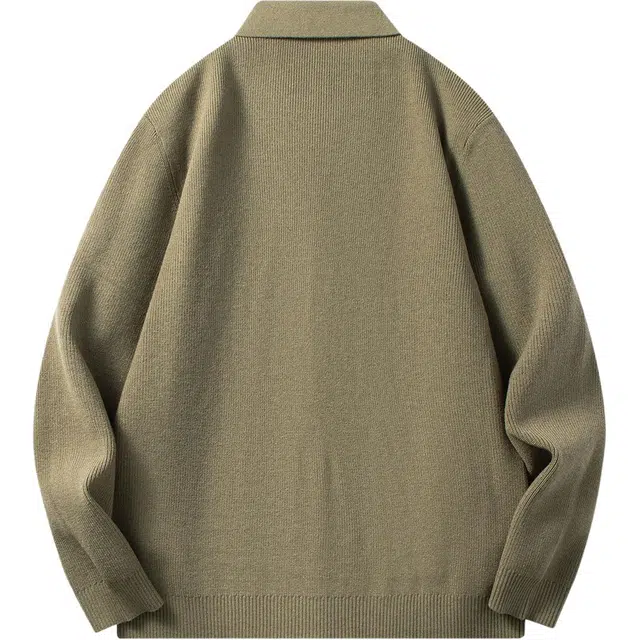 红豆 绵羊毛加厚绒感开衫莫代尔细腻针织外套保暖翻领拉链百搭上衣毛衣 男款