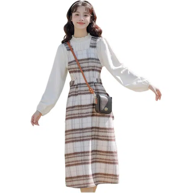 黛尔佳人 百搭简约舒适时尚长袖裙装套装 女款