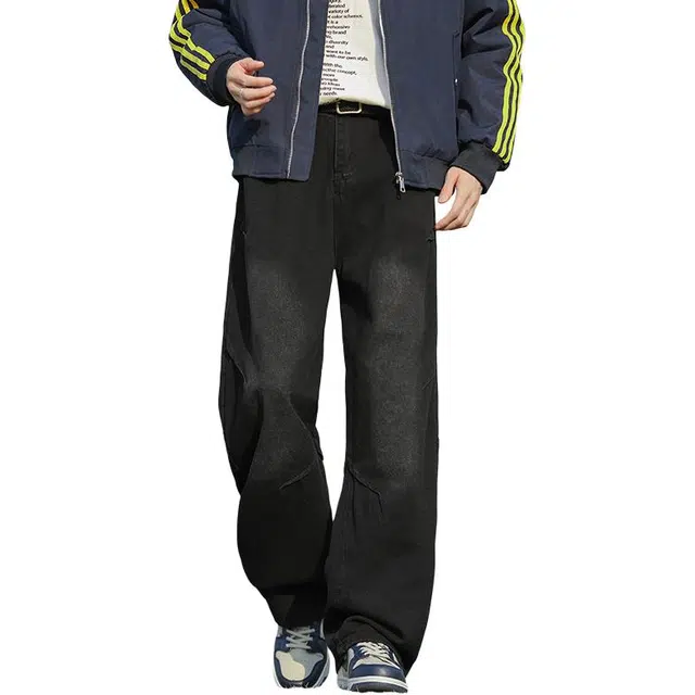 宝米卡 高街户外出行拼接复古美式工装裤简约文艺风中腰长裤旅游时尚百搭牛仔裤 男女同款