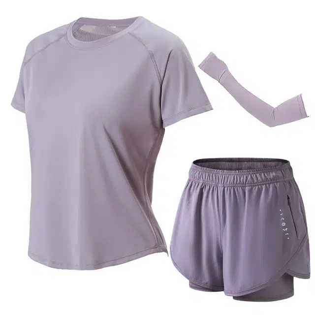 百思绒  纯色宽松舒适速干透气  健身套装  女款