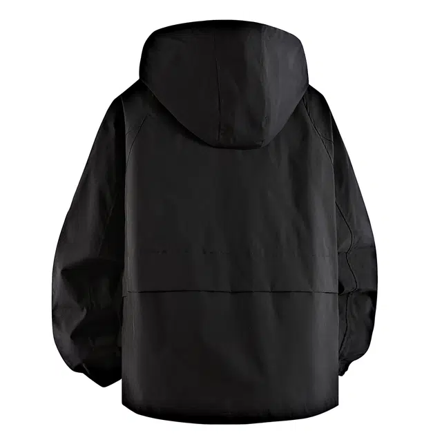 马员外 美式高街复古纯色宽松连帽简约时尚百搭潮流休闲运动工装加肥加大飞行员防风夹克 男女同款