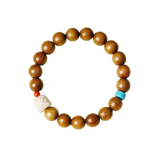 茂琼 新中式国潮民族风文玩念珠木质盘玩冷门文玩复古风情民族特色个性潮流独特材质招财纳福好运 楠木 木作手串 男款