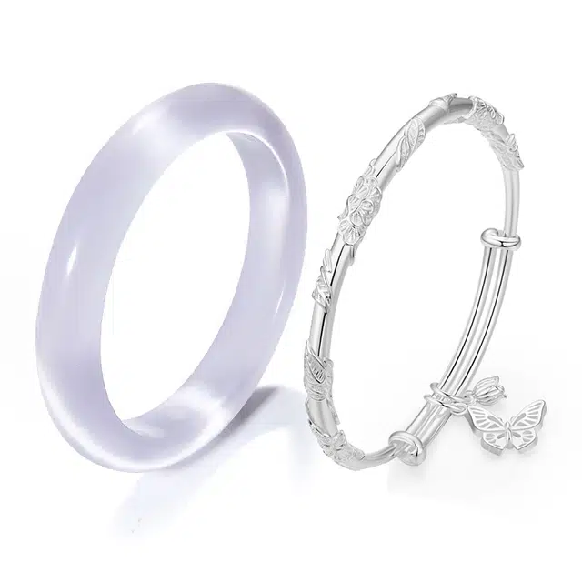 静范 香芋紫 轻奢荔枝精致一步一响繁花似锦蝶恋花套装芋泥波波叮当镯 新中式百搭气质时髦韵味个性小众国风告白#好运 琉璃 手镯 女款