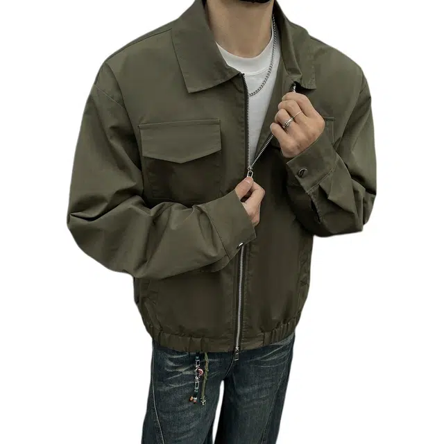 黑马漫画 美式工装外套男款秋季痞帅硬汉风立领短夹克 男女同款