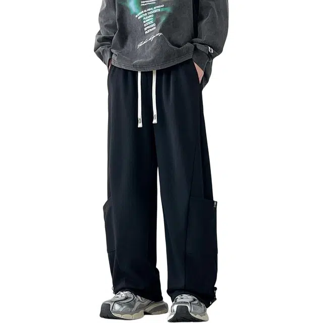 马员外 阔腿青春时尚直筒宽松休闲裤 男款