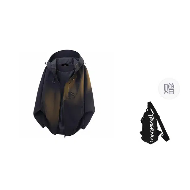 棉基因  美式高街简约户外机能休闲宽松百搭连帽  耐磨超轻透气防寒防水冲锋衣 男女同款